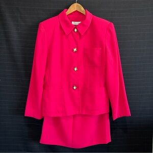 Fancy Lady Womens Hot Pink 2 Pc Jacket & Skirt Suit Set 10 Vintage Look Buttons